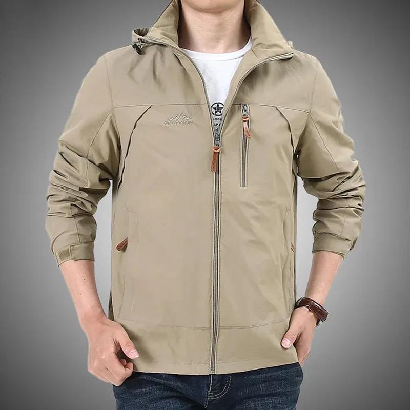 남성용 단색 방수 재킷, 후드 오버코트, 야외 암벽 등반 바람막이, 방풍, 가을, 겨울